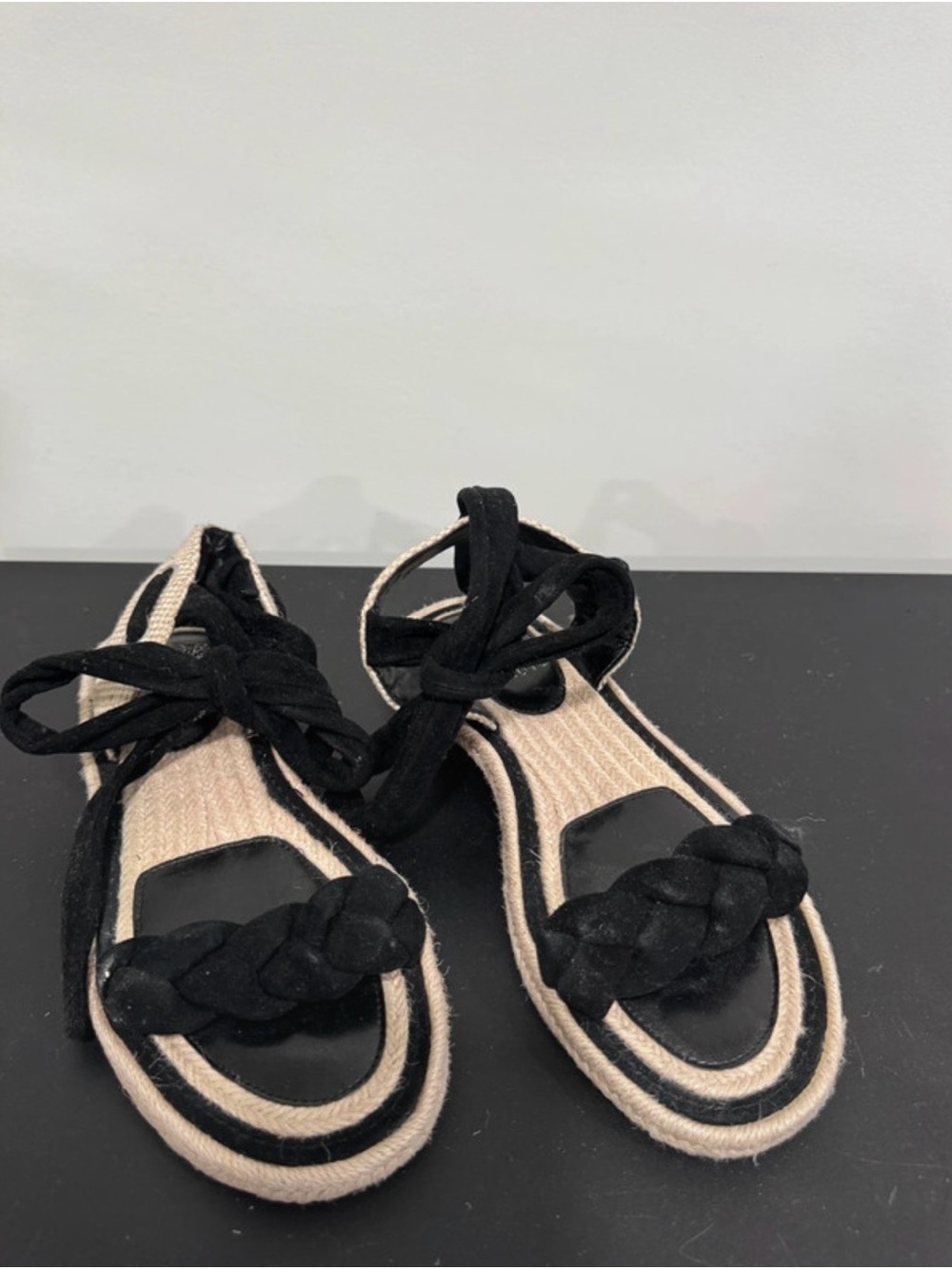 Vince Camuto Black Braided Ankle-Strap Espadrille Sandals - Picture 2 of 6